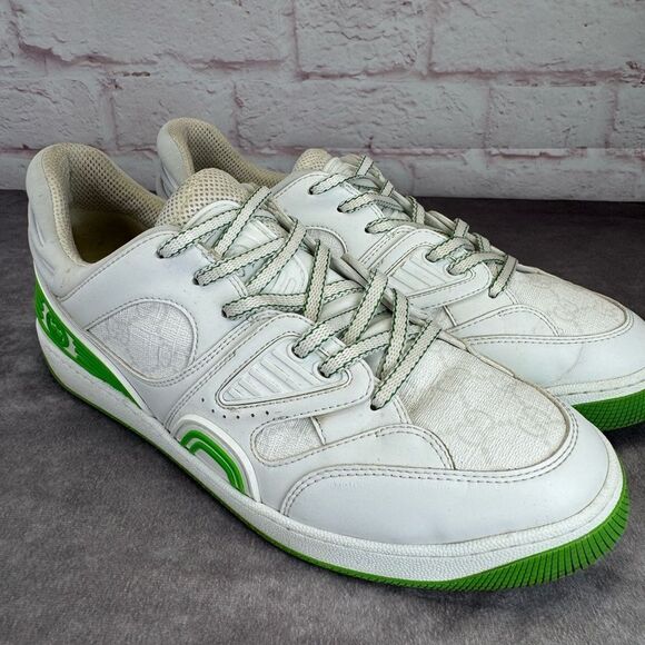 Gucci Basket Low 'White Demetra Green' Trainers 698785 Size 9 - Picture 1 of 16